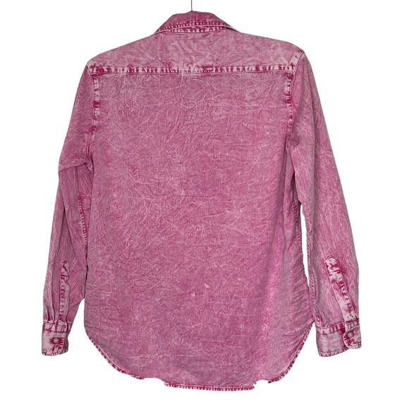 Frank & Eileen Eileen Pink Acid Wash Cotton Button Up Shirt XS - Picture 3 of 16